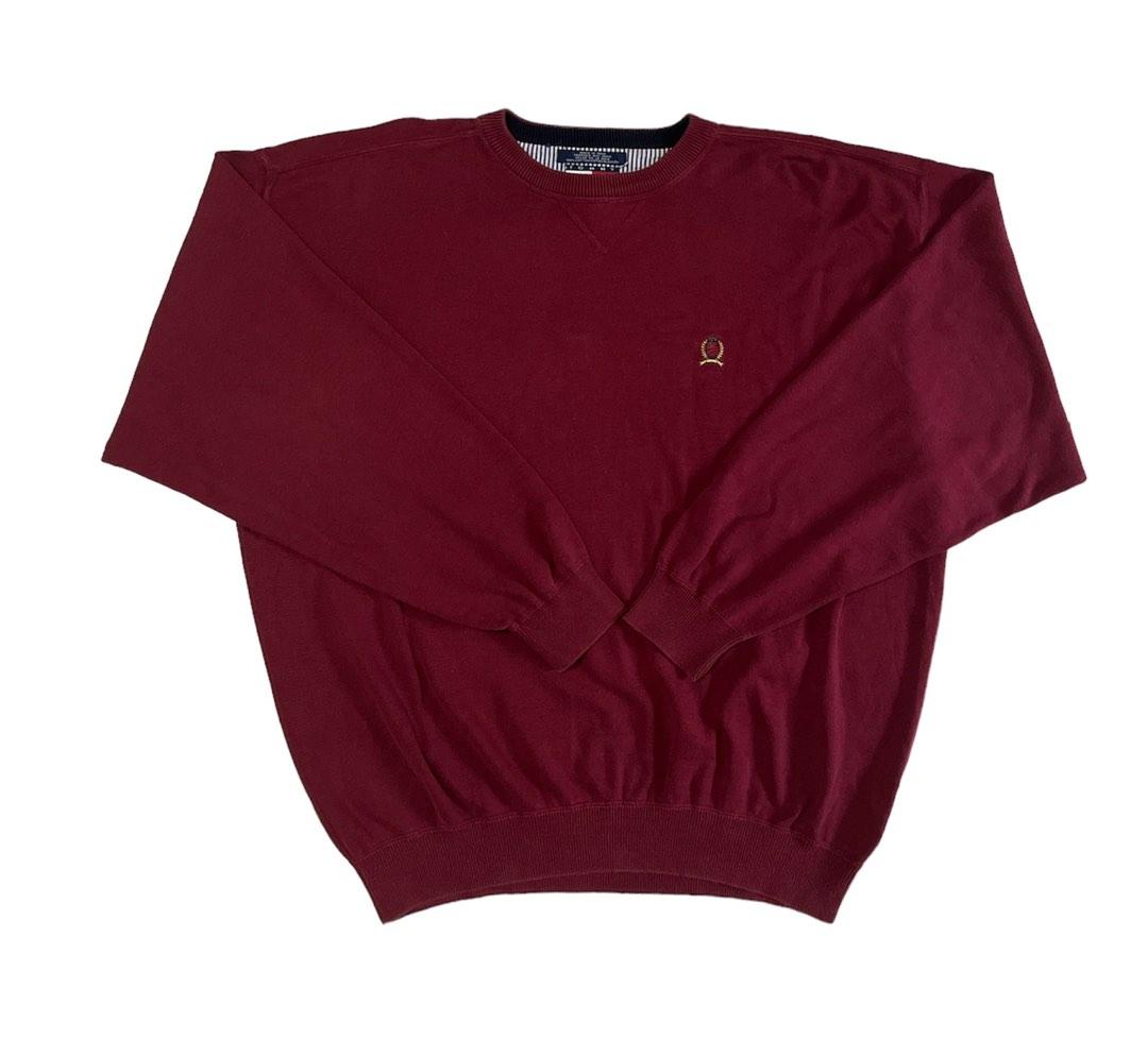 Vintage 90s Tommy Hilfiger Maroon Wine Pullover Sweatshirt