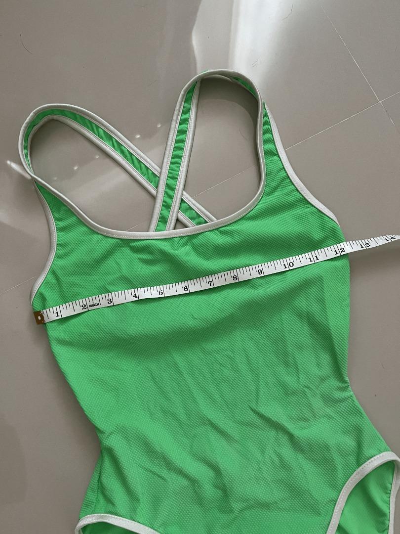 Vintage Sunrays Apple Green One Piece Swimsuit [M], Women's Fashion