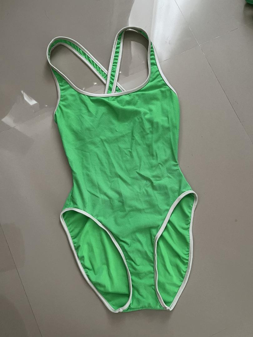 Vintage Sunrays Apple Green One Piece Swimsuit [M], Women's Fashion