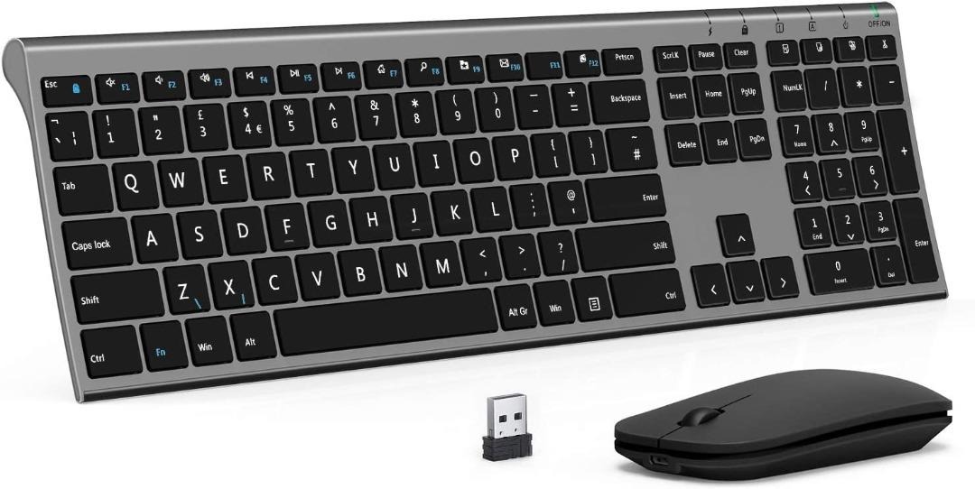 Wireless Keyboard and Mouse Set, 2.4G Wireless with USB Receiver