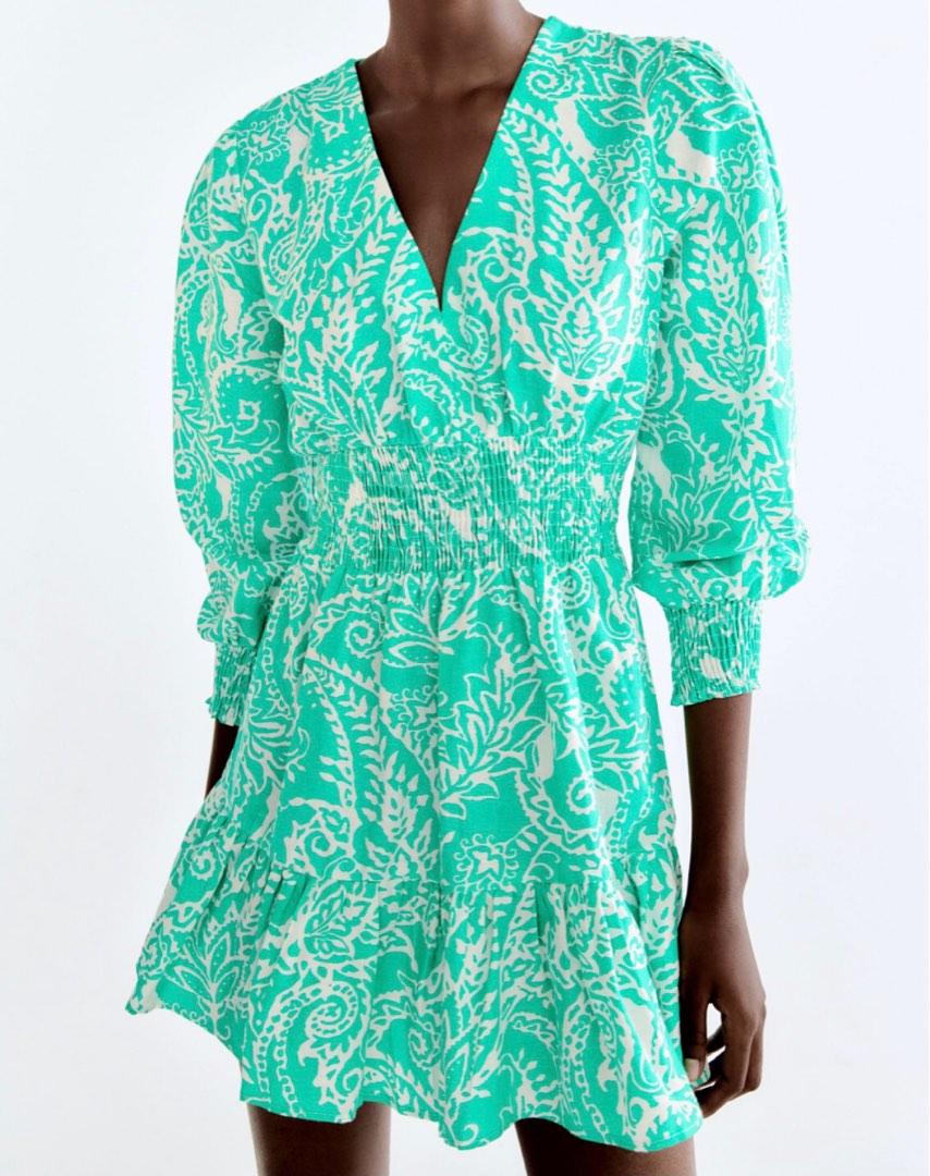 Zara Green & White Printed Linen Blend Dress, Women's Fashion, Dresses & Sets, Dresses on Carousell Zara Green & White Printed Linen Blend Dress, Women's Fashion, Dresses & Sets, Dresses on Carousell