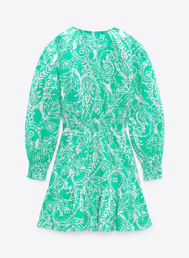 green maxi christmas dress ZARA. Green floral midi dress. XS – Hibuy market main image 1