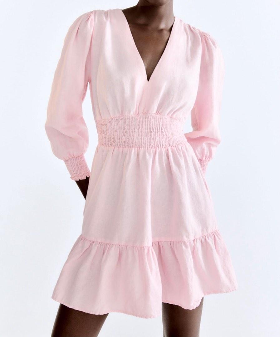 knee length dresses for ladies ZARA pink midi dress – Lorna Luxe Closet