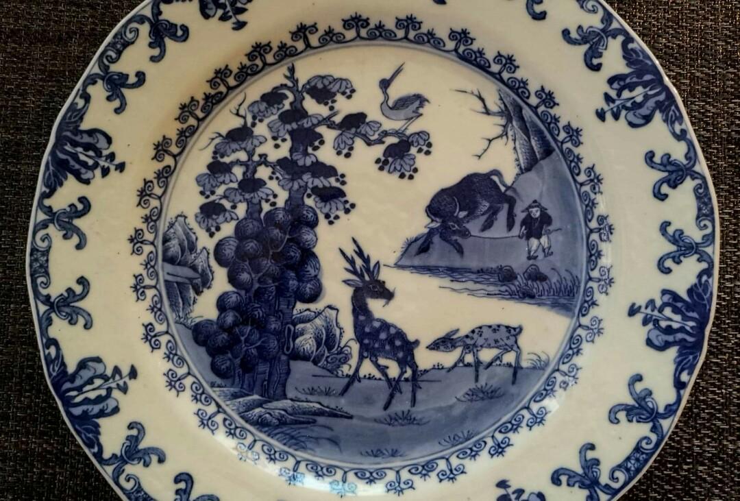 清代乾隆~ 青花山水風景圖碟, 興趣及遊戲, 收藏品及紀念品, 古董收藏