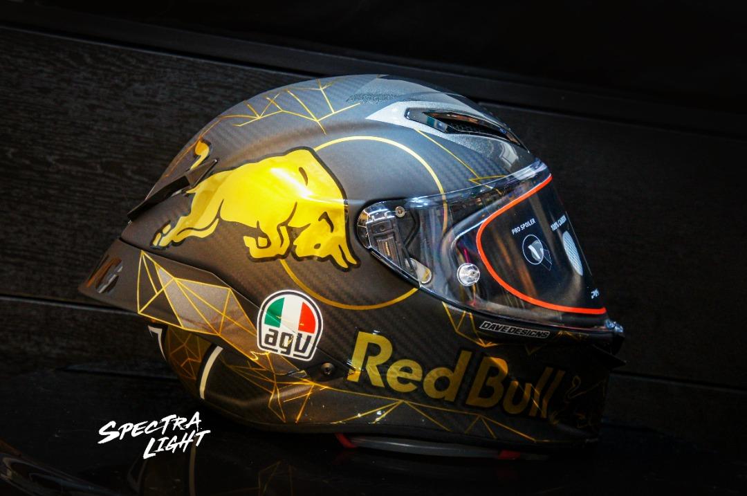 AGV Pista GP RR Redbull custom chrome gold, Motorcycles, Motorcycle ...