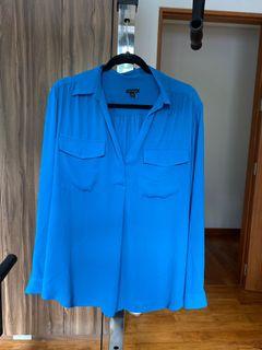 Ann Taylor Longseleeves Blue Blouse