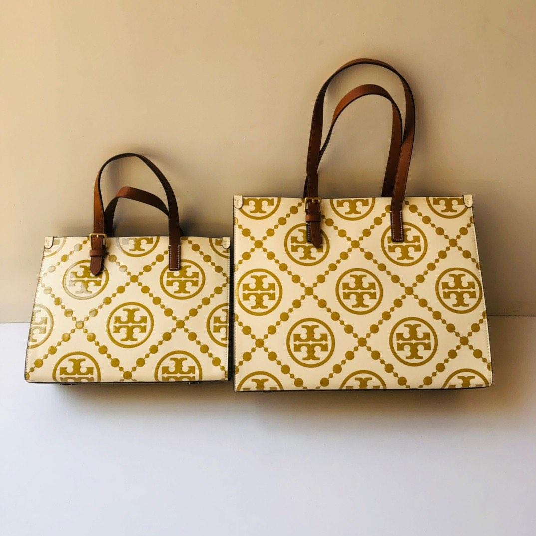 Authentic Tory Burch t monogram contrast embossed totes, Women's