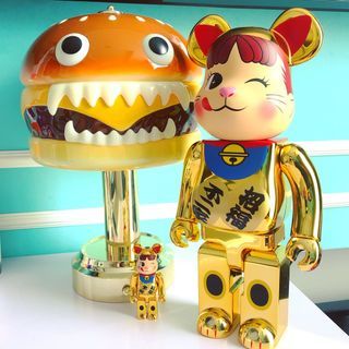 Bearbrick Manekineko Peko-Chan Gold Plated 2 400%