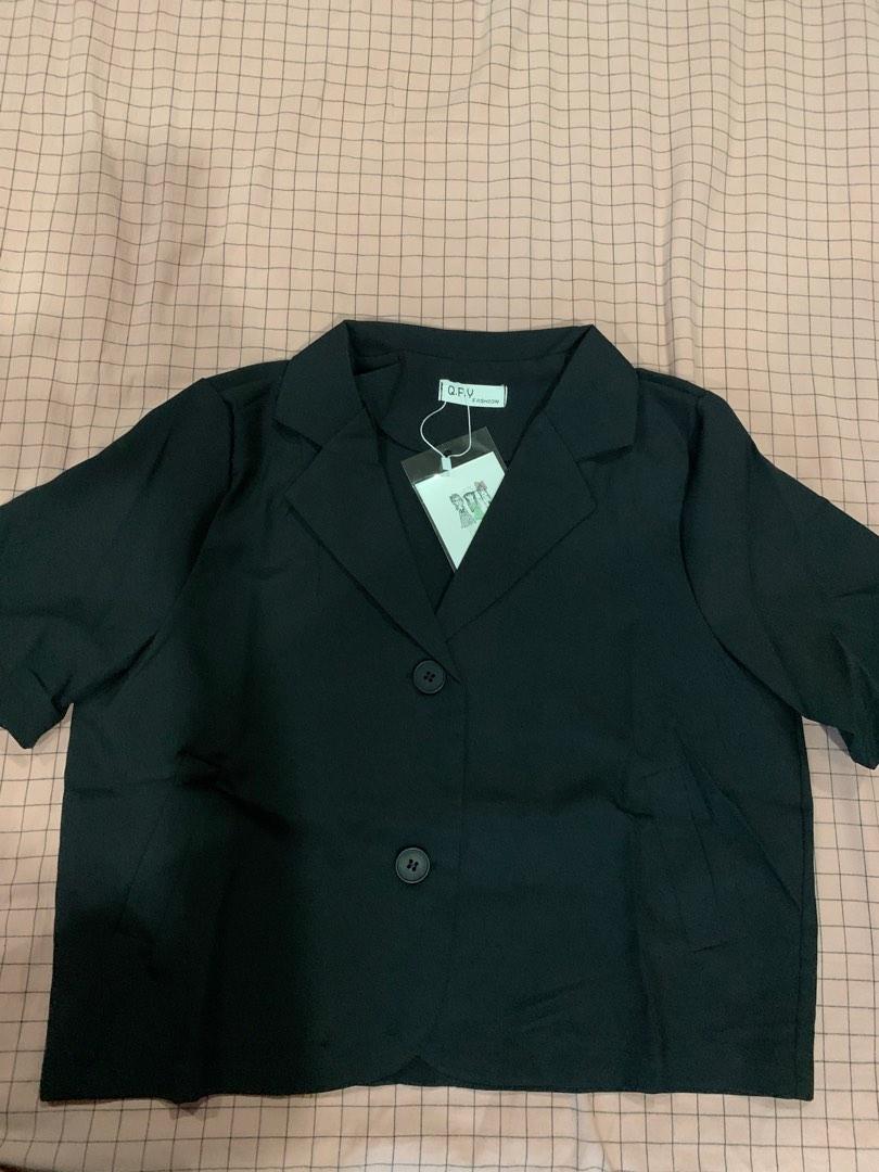 Black Crop Jacket, Women's Fashion, Coats, Jackets and Outerwear on Carousell