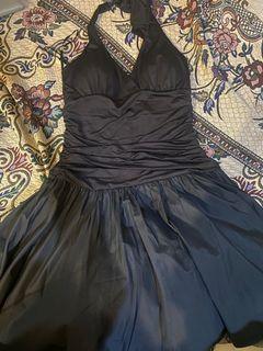 Black dress black midi dress, black vintage dress