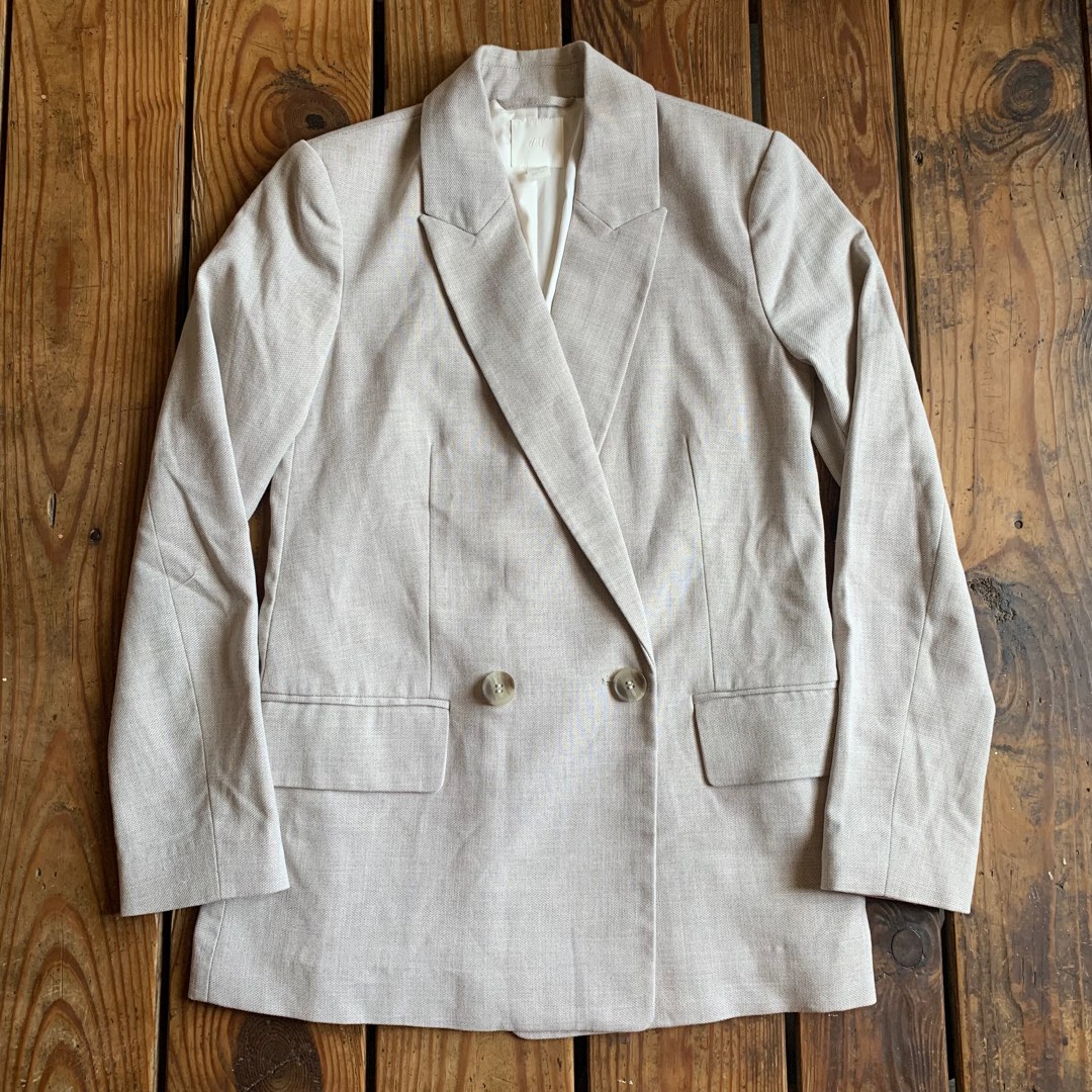 BRANDNEW H&M Oversized Premium Double Breasted Jacket / Grey Blazer