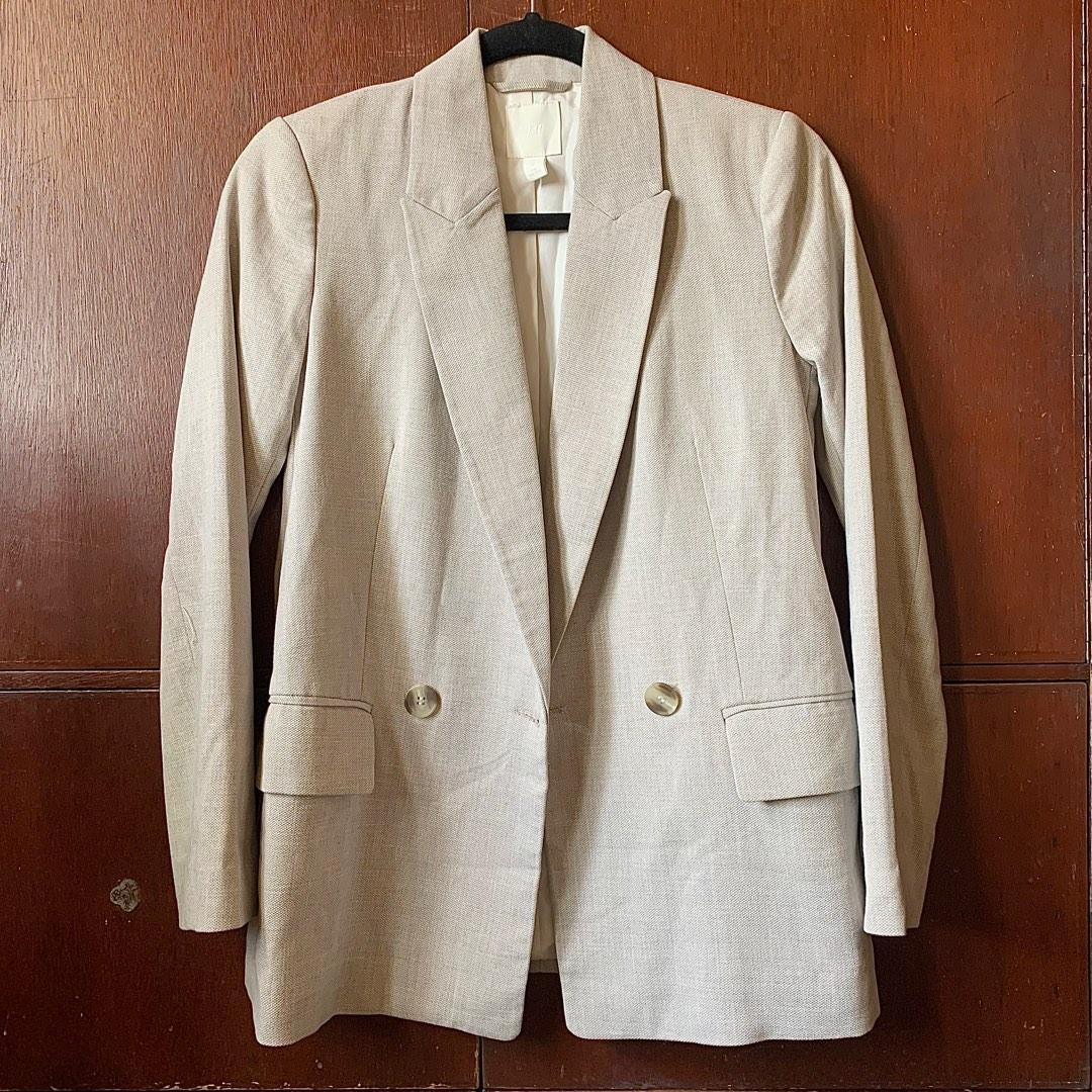 BRANDNEW H&M Oversized Premium Double Breasted Jacket / Grey Blazer