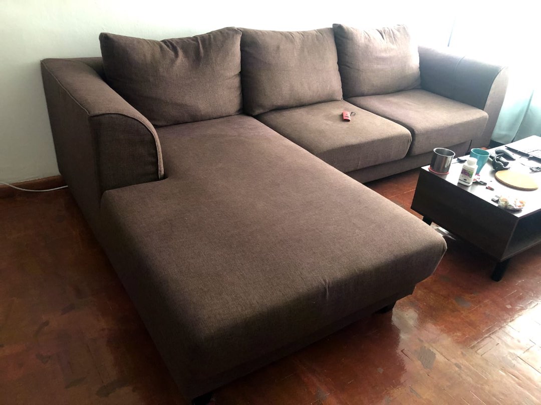 BROWN L SHAPE BIG SOFA, Furniture & Home Living, Furniture, Sofas on