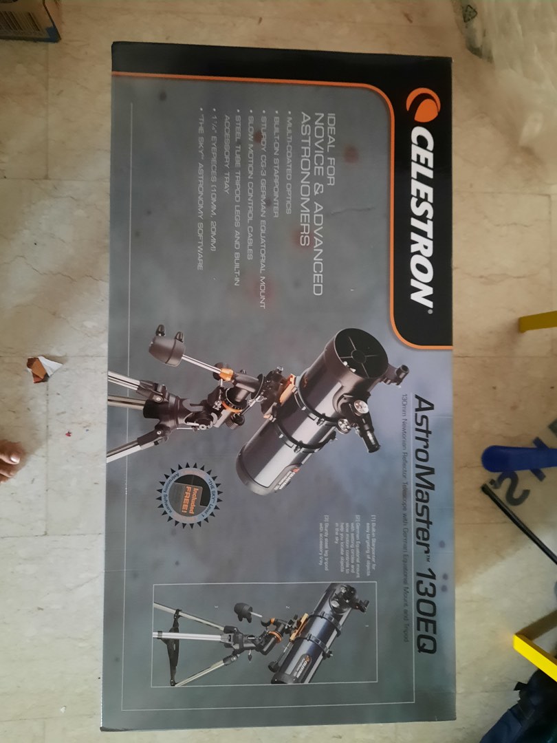 Telescope Celestron Astromaster 130 eq with box, Photography, Lens