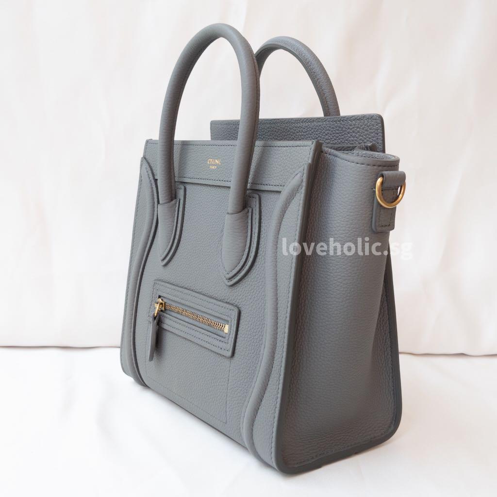 Celine Luggage Nano Kohl Calfskin Gold Hardware sku 1272, Luxury