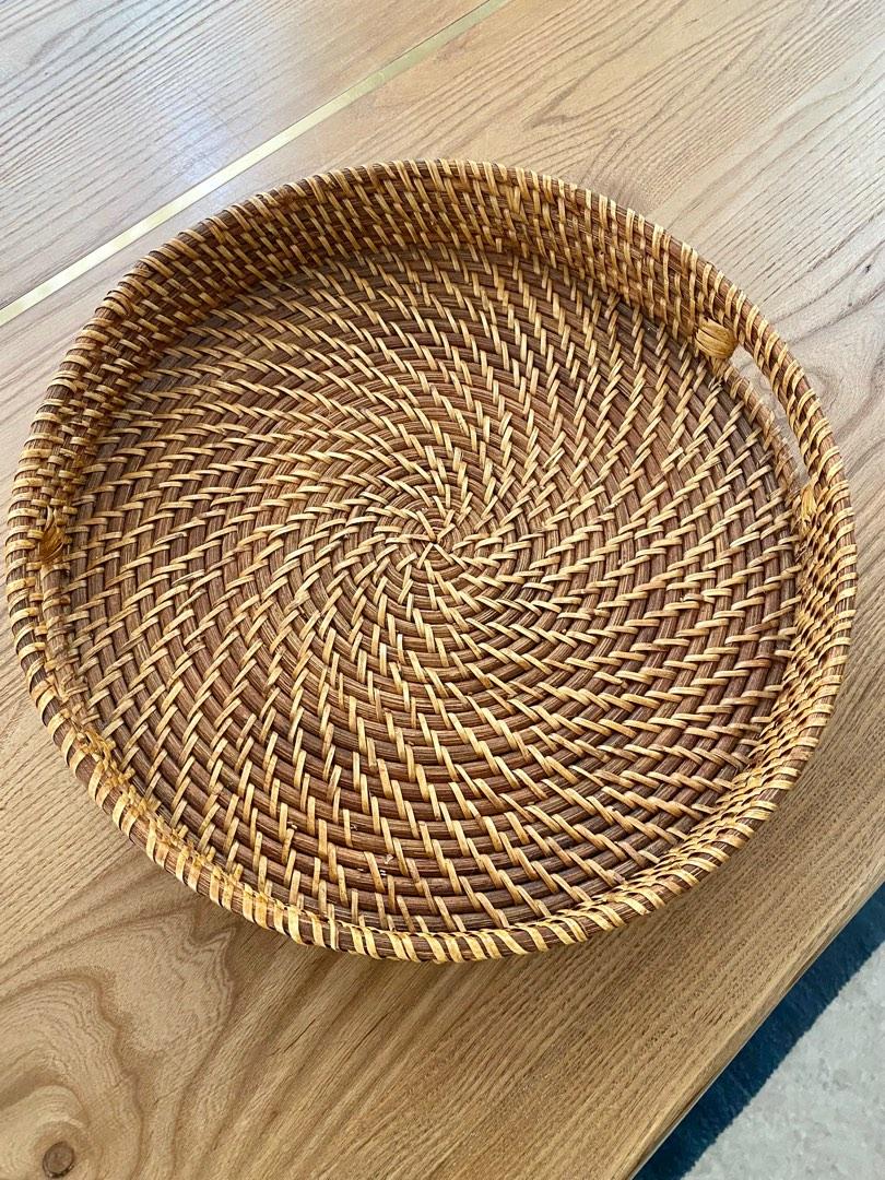 Crate & Barrel Rattan Tray, Furniture & Home Living, Home Decor, Vases