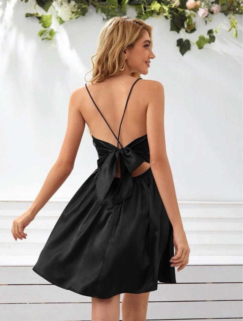 crisscross tie open back slip dress Women s Fashion Dresses