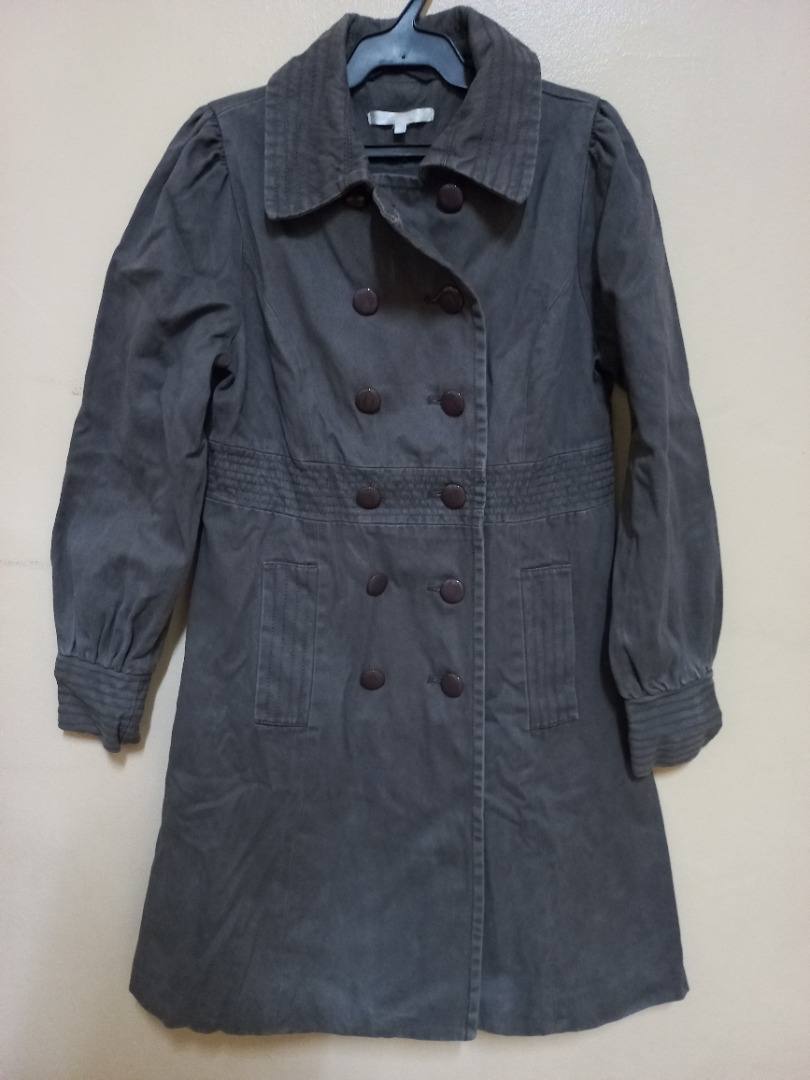 DARK GRAY TRENCH COAT, Women's Fashion, Coats, Jackets and Outerwear on Carousell