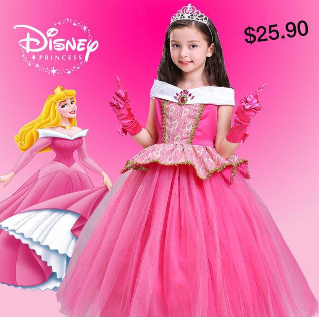 Disney Princess Dress Girls Sleeping Beauty Aurora Princess Dress Long
