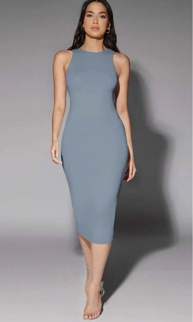 Dusty blue bodycon dress sale
