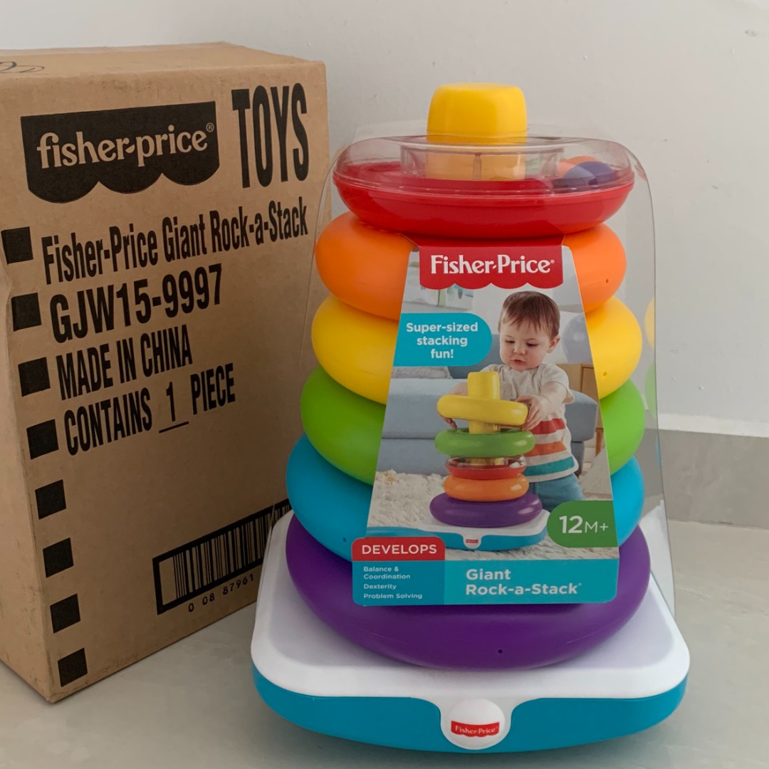FisherPrice Giant RockaStack Stacking Toy Baby Toys Colourful Rings