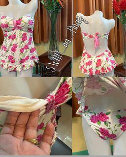 Floral Pink-White Dress Swimsuit