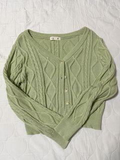 green cardigan