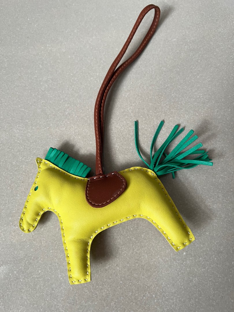 Hermes Rodeo Horse Bag Charm Size MM Yellow in Tricolor 2019