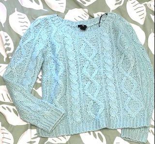 $100@4 items❗️ h&m麻花湖水綠冷衫/針織衫/衛衣/打底衫camisole/ sweater/hoodie/jersey/hosiery