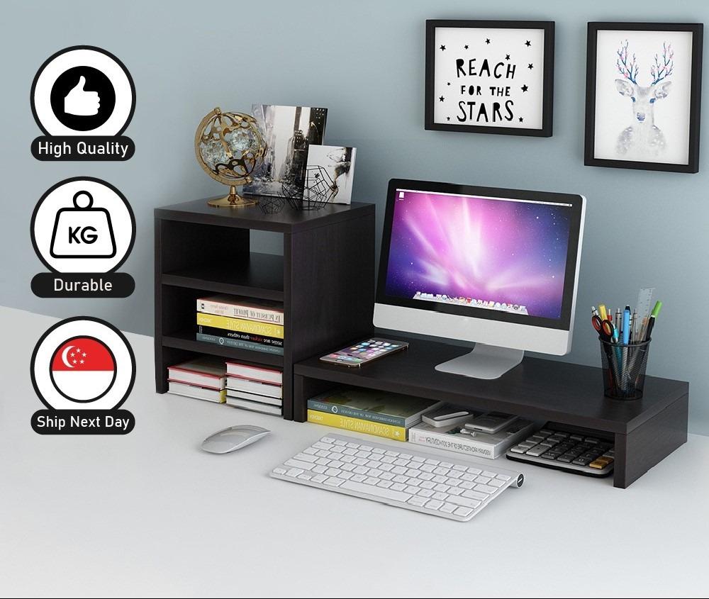 Home Wooden Monitor Riser Stand/Ergonomic Laptop Stand/Desk Organizer ...