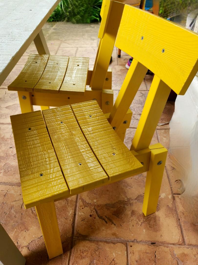 Ikea Industriell Pinewood Dining Table Set (2 chairs and a long bench