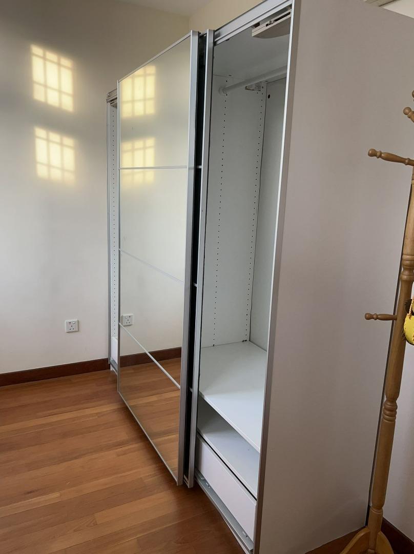 Ikea Mirrored wardrobe PAX, Furniture & Home Living, Furniture, Shelves
