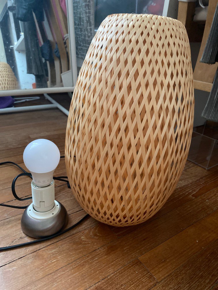 Ikea rattan bedside lamp, Furniture & Home Living, Lighting & Fans