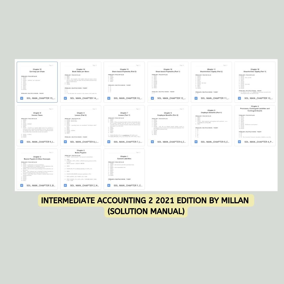 INTERMEDIATE ACCOUNTING 2 2021 EDITION BY ZEUS MILLAN (SOLMAN), Hobbies ...