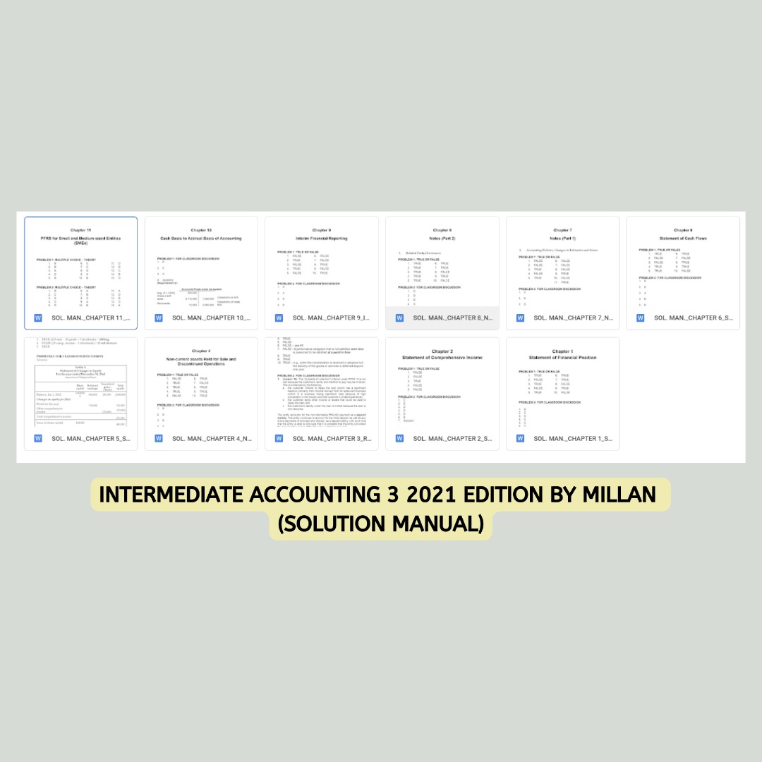 INTERMEDIATE ACCOUNTING 3 2021 EDITION BY ZEUS MILLAN (SOLMAN), Hobbies