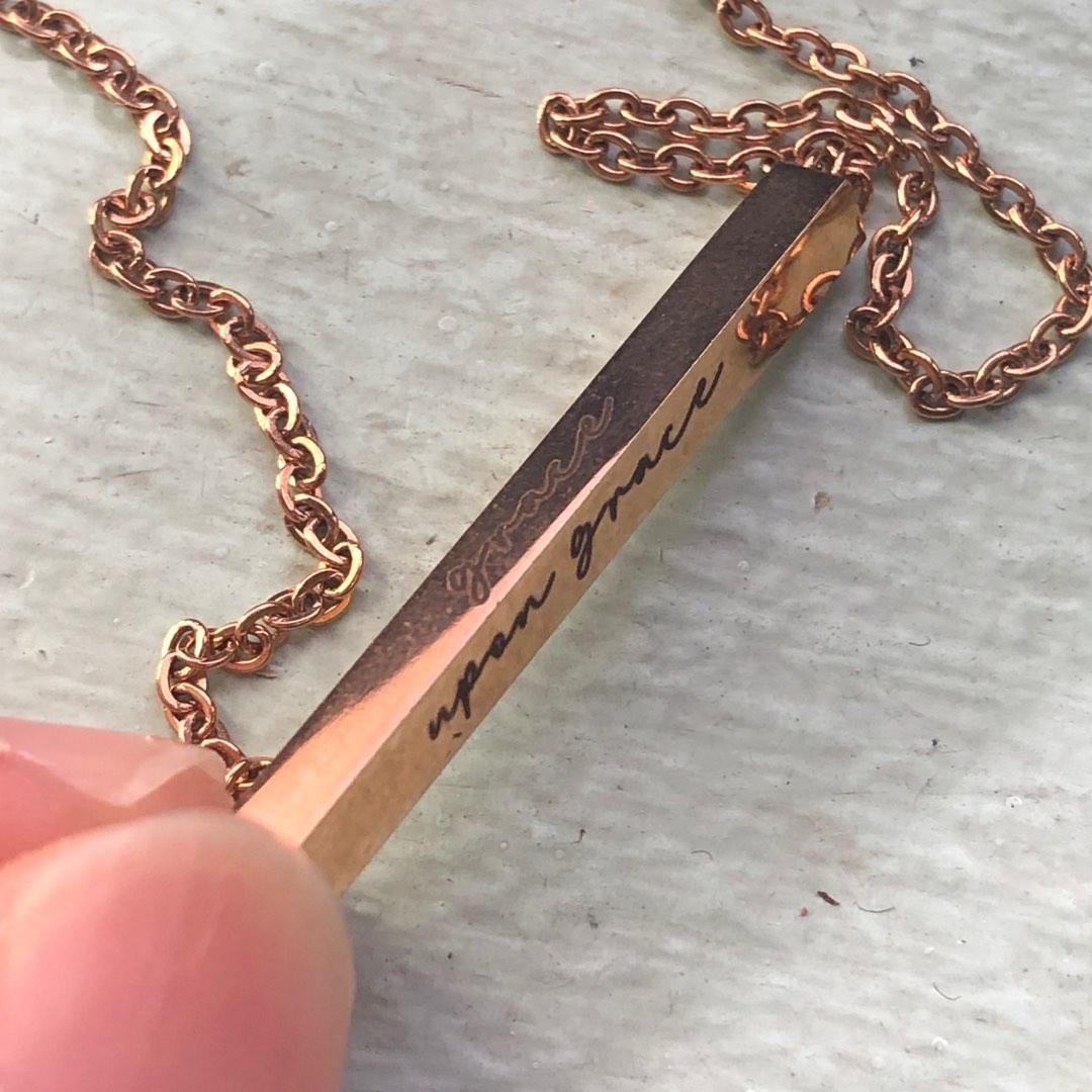 JCO Foundry Christian Grace Upon Grace Rose Gold Bar Necklace