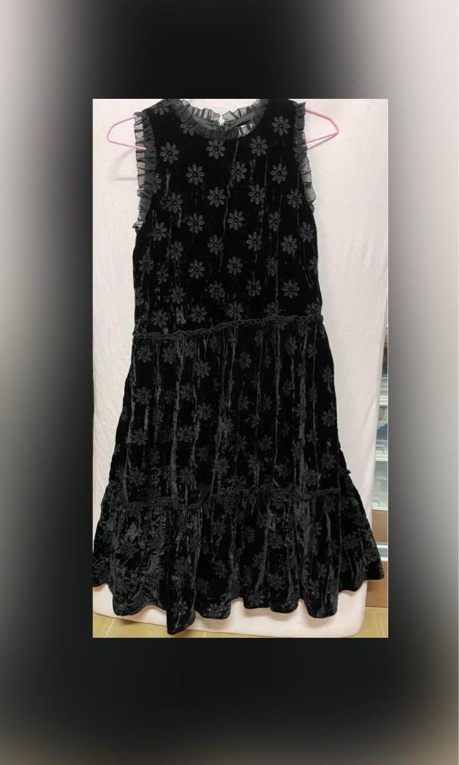 Kate Spade New York (size 6) 黑色絨面暗花連身裙番工裙斯文裙black velvet dress one piece,  女裝, 連身裙& 套裝, 連身裙-