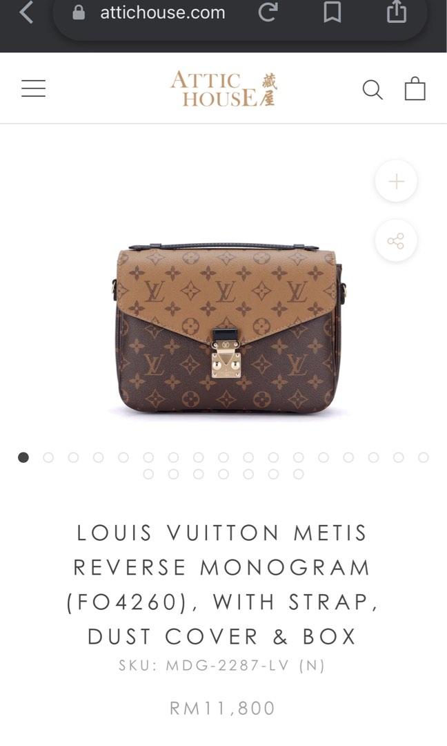 Louis Vuitton Metis Reverse Monogram (FO4260), with Strap, Dust Cover & Box