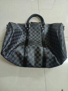 Louis Vuitton Boston Bag N41413 Damier Graphite Keepall 55 Bandouliere Black