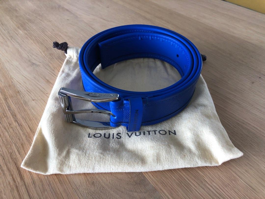 Louis Vuitton LV Iconic 20 mm Reversible Belt Blue Checkerboard Damier Canvas. Size 65 cm