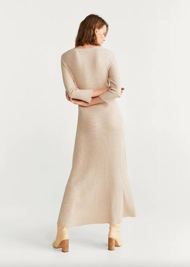 Mango ribbed long on sale dress