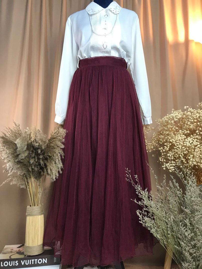 Maroon tulle tutu skirt Women s Fashion Bottoms Skirts on Carousell