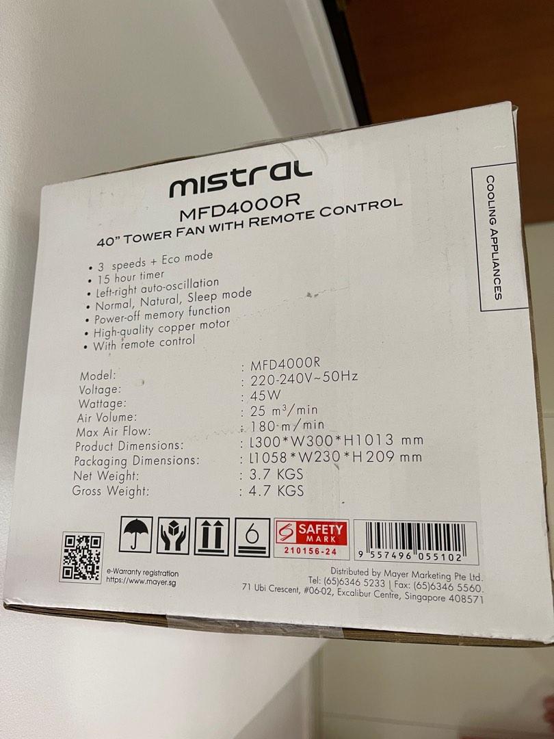 New Mistral tower fan with remote control, TV & Home Appliances, Other
