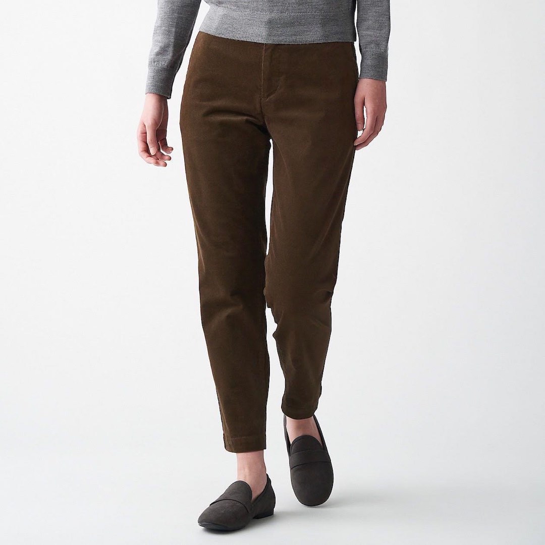Muji brown corduroy slim pants, Women's Fashion, Bottoms, Jeans