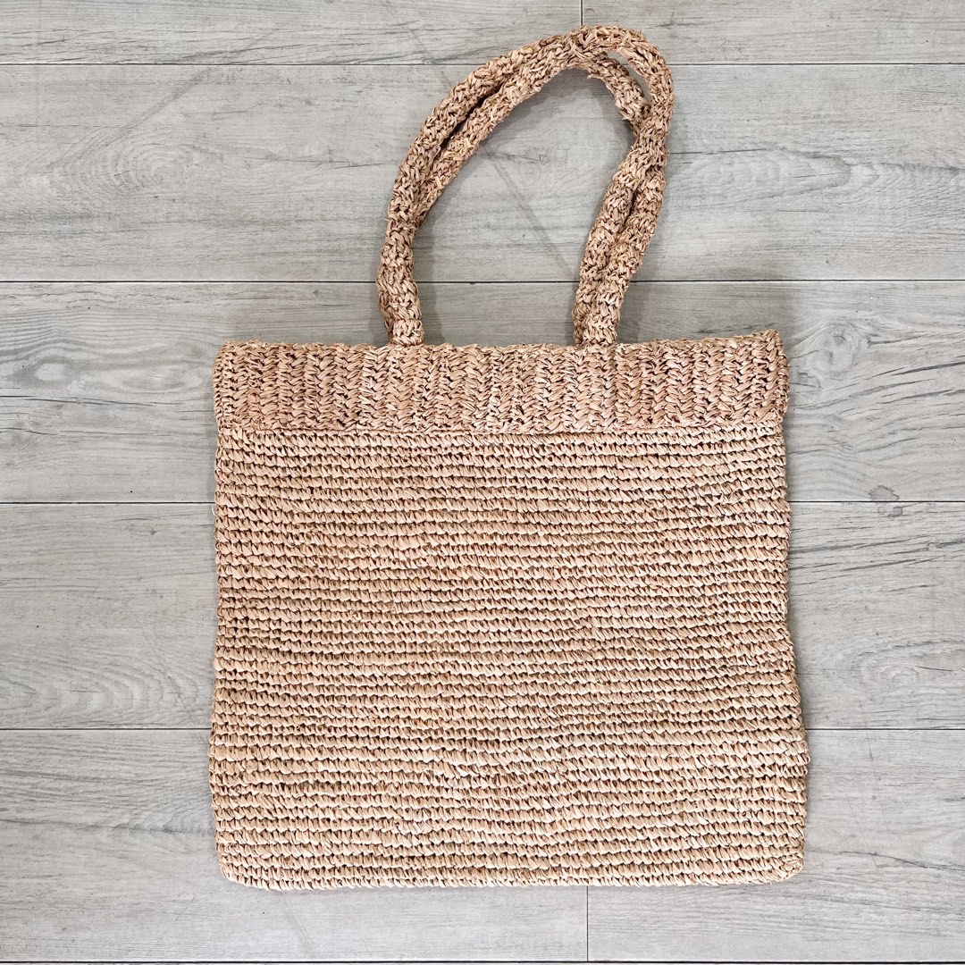Natural Woven Tote Bag, Women's Fashion, Bags & Wallets, Beach Bags on