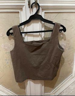 Nikocia Square Neck Premium Linen Top (Dark Brown)