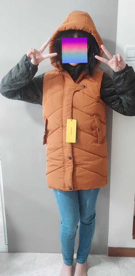 Puffy orange jacket clearance