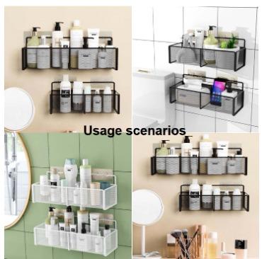 Punch-free Bathroom Shelf Shampoo Cosmetic Towel Storage Rack