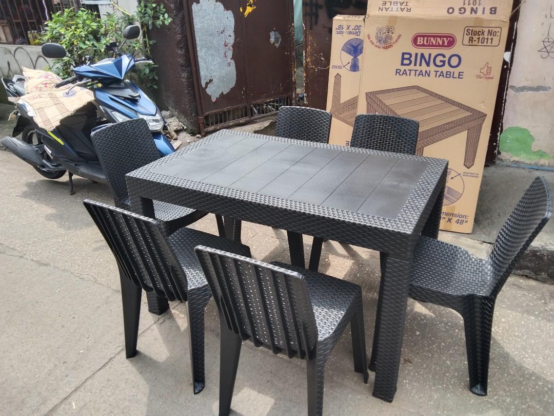 Rattan dining table and chair outdoor and indoor. Furniture