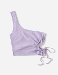 SHEIN One Shoulder Cutout Drawstring Top